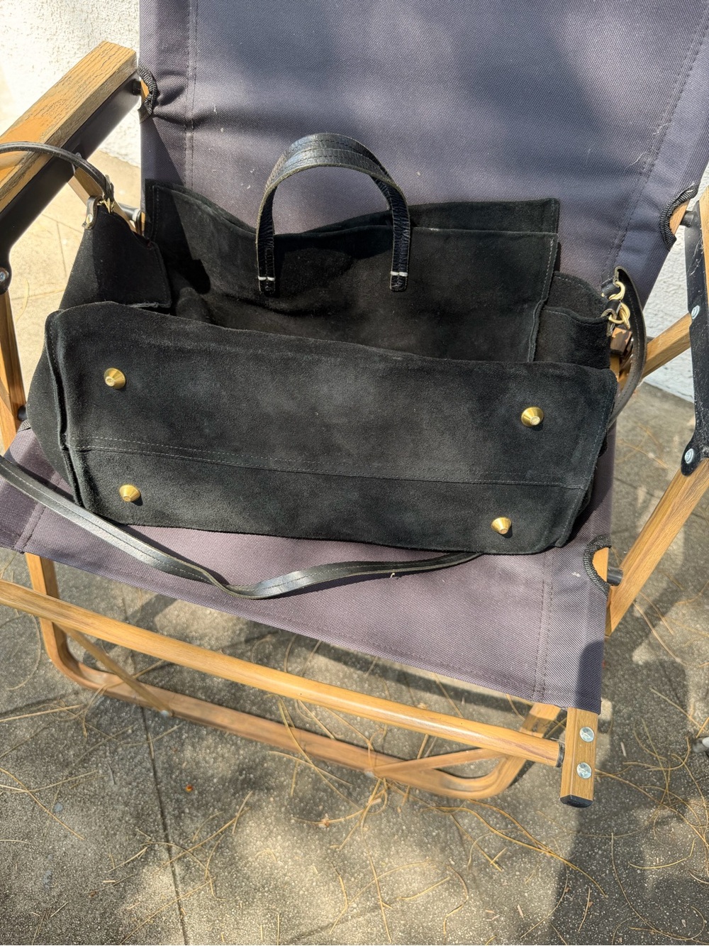 Clare V Black Suede Convertible Tote with Gold Hardware - Picture 3 of 5